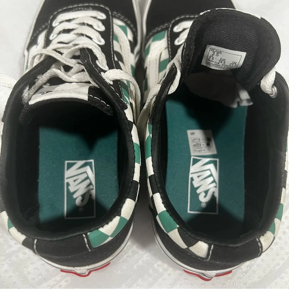 Vans Ward Checkerboard Sneakers Green and Black, Youth Sz 3.5 - Picture 3 of 12